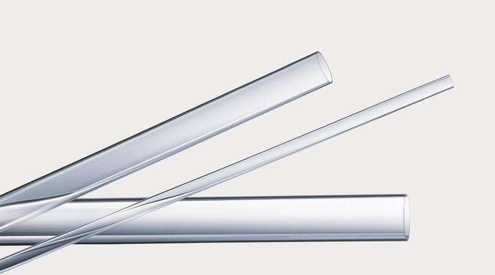 A selection of clear glass tubes made from AR-GLAS®