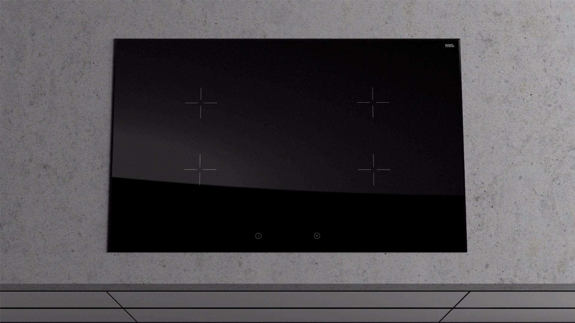 Черная стеклокерамическая варочная панель SCHOTT CERAN® на белой рабочей поверхности