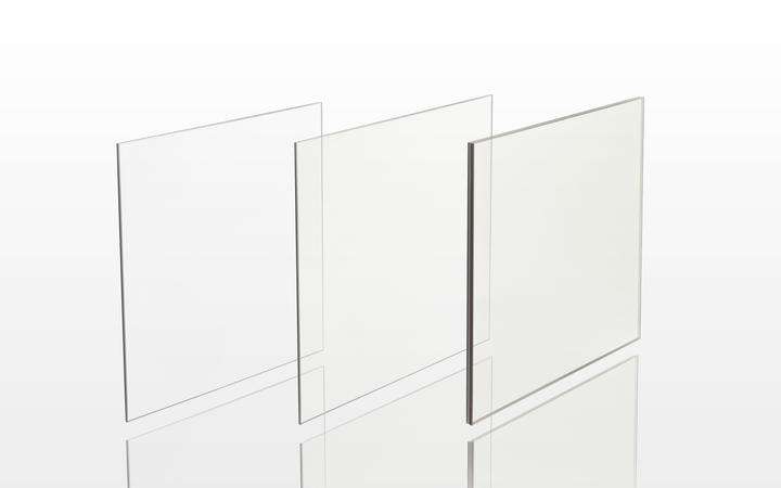 Three clear sheets of PYRAN® Platinum fire-rated safety glass