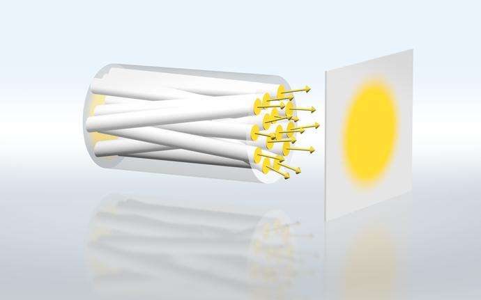 Illustration of how a glass optical fiber light guide transfers light
