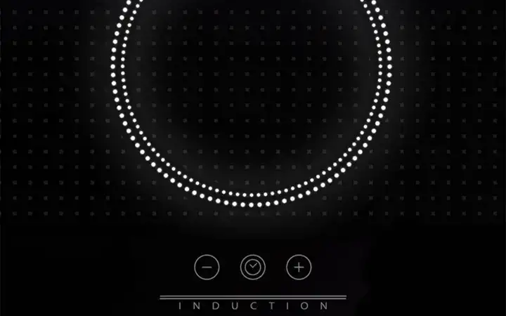 SCHOTT CERAN® induction cooktop with white cooking zone, control elements, and induction coil icon