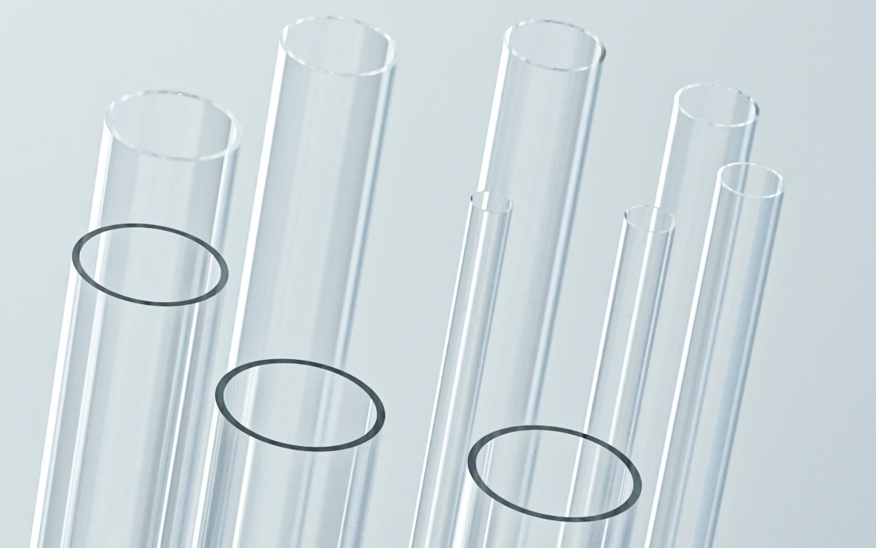 A circle of SCHOTT 8405 clear glass tubing 