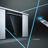 Smart Siemens dishwasher with black glass front