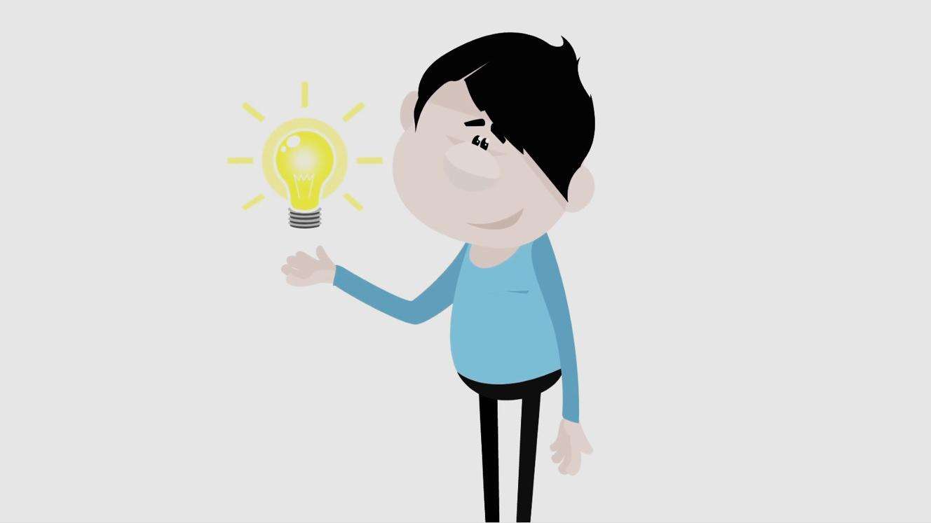 Illustration of a man holding a light bulb
