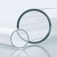 Two clear glass tubes for the manufacture of halogen lamps
