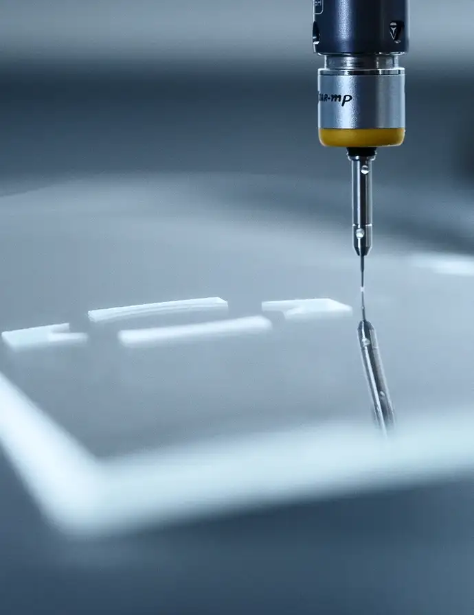 Sample of SCHOTT BOROFLOAT® glass being etched for an automotive application