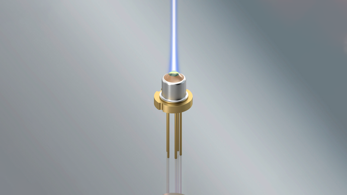 Laser diode on a gray background