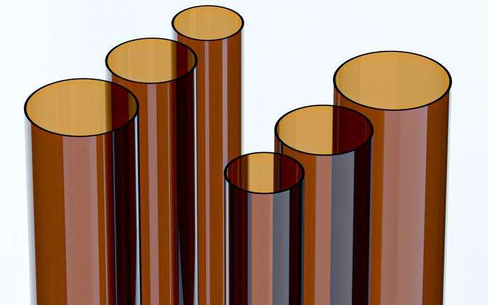Six samples of DUROBAX® amber glass tubing