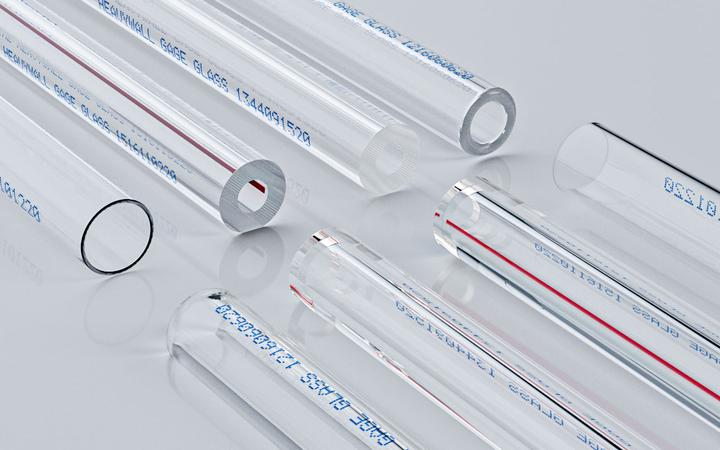 Eight clear Tubular Gage Glasses in a variety of thicknesses and types